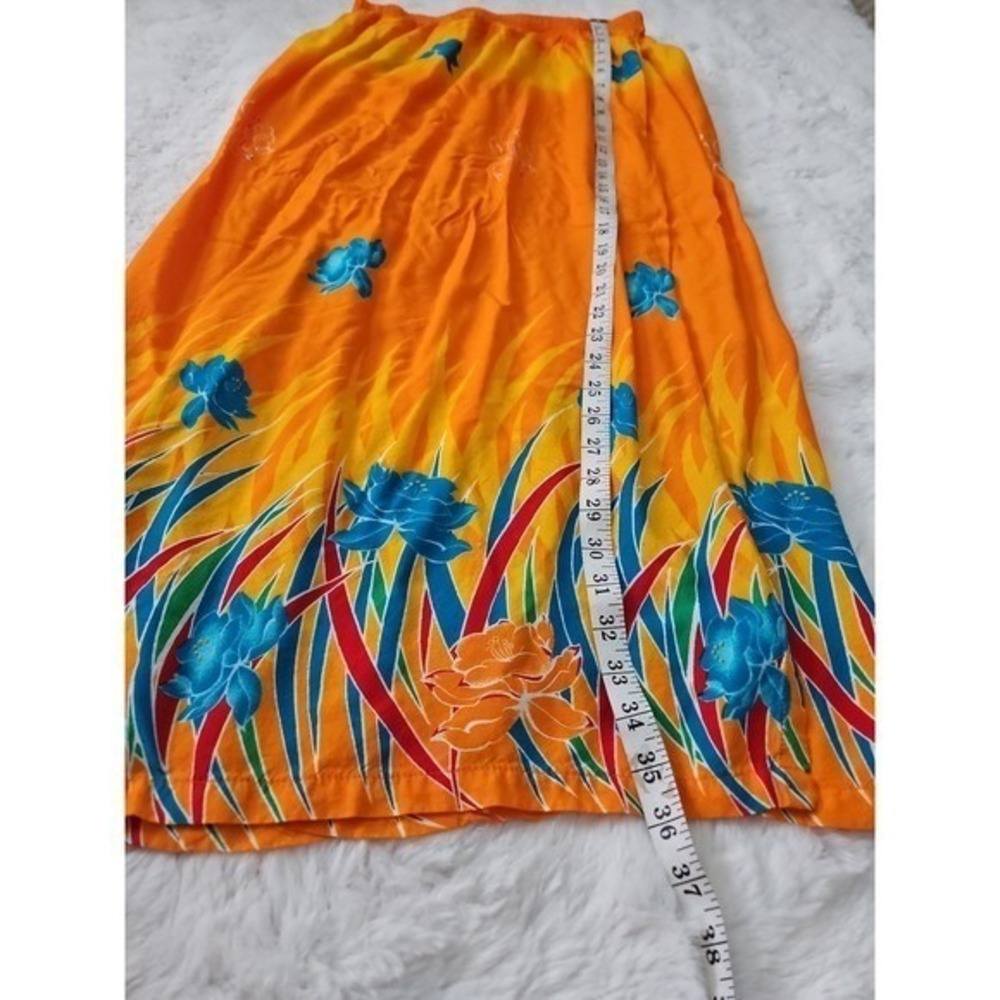 Tropical Floral 2 Piece Set Orange Yellow Blue Blouse and Maxi Skirt Outfit Y2K - Picture 2 of 12